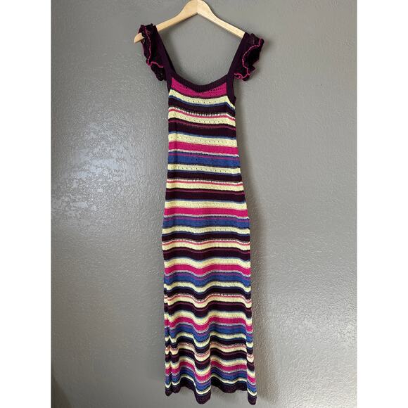 Women's Zara Special Edition Crochet Knit Striped Maxi Dress NWT New Small - Picture 4 of 7